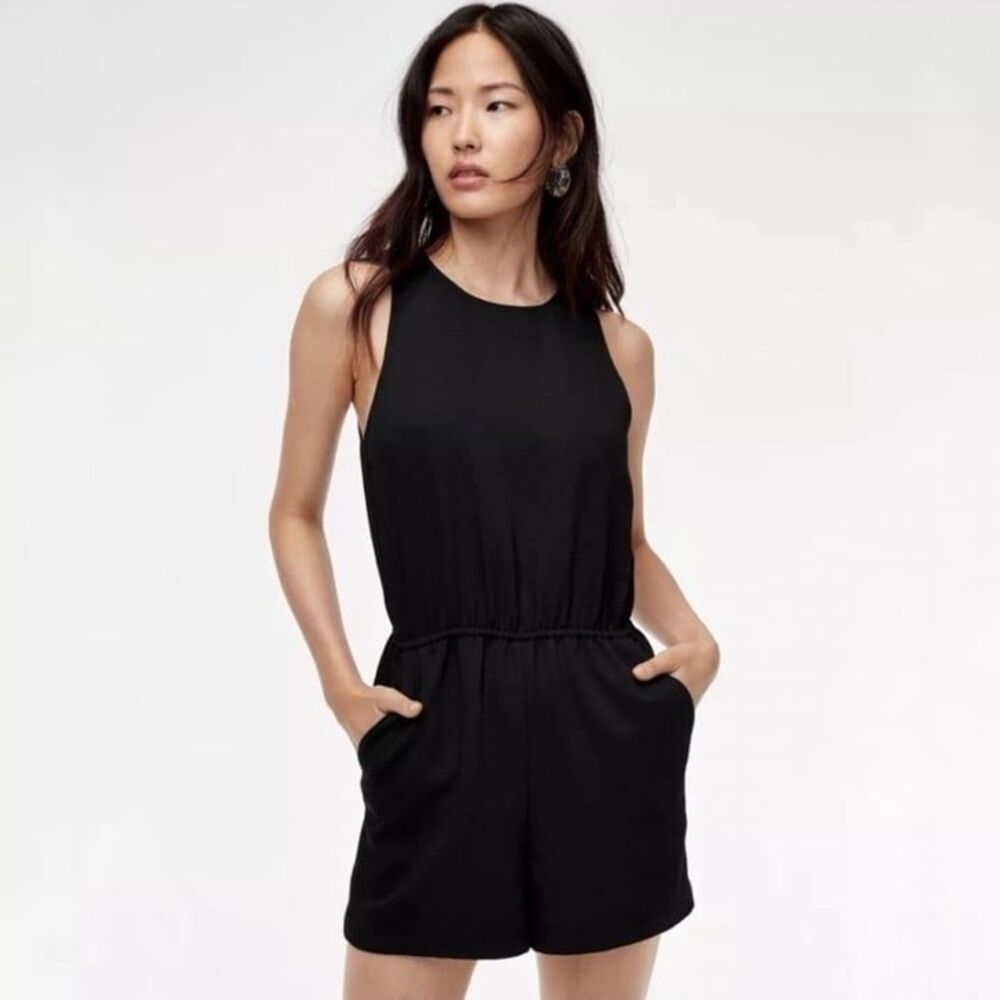Aritzia Wilfred Rive Cinched Waist Romper in Black Size Large